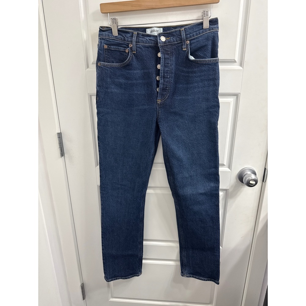 AGOLDE Riley Long High Rise Straight Leg Jeans Dark Wash Size 27 A9090B-1255